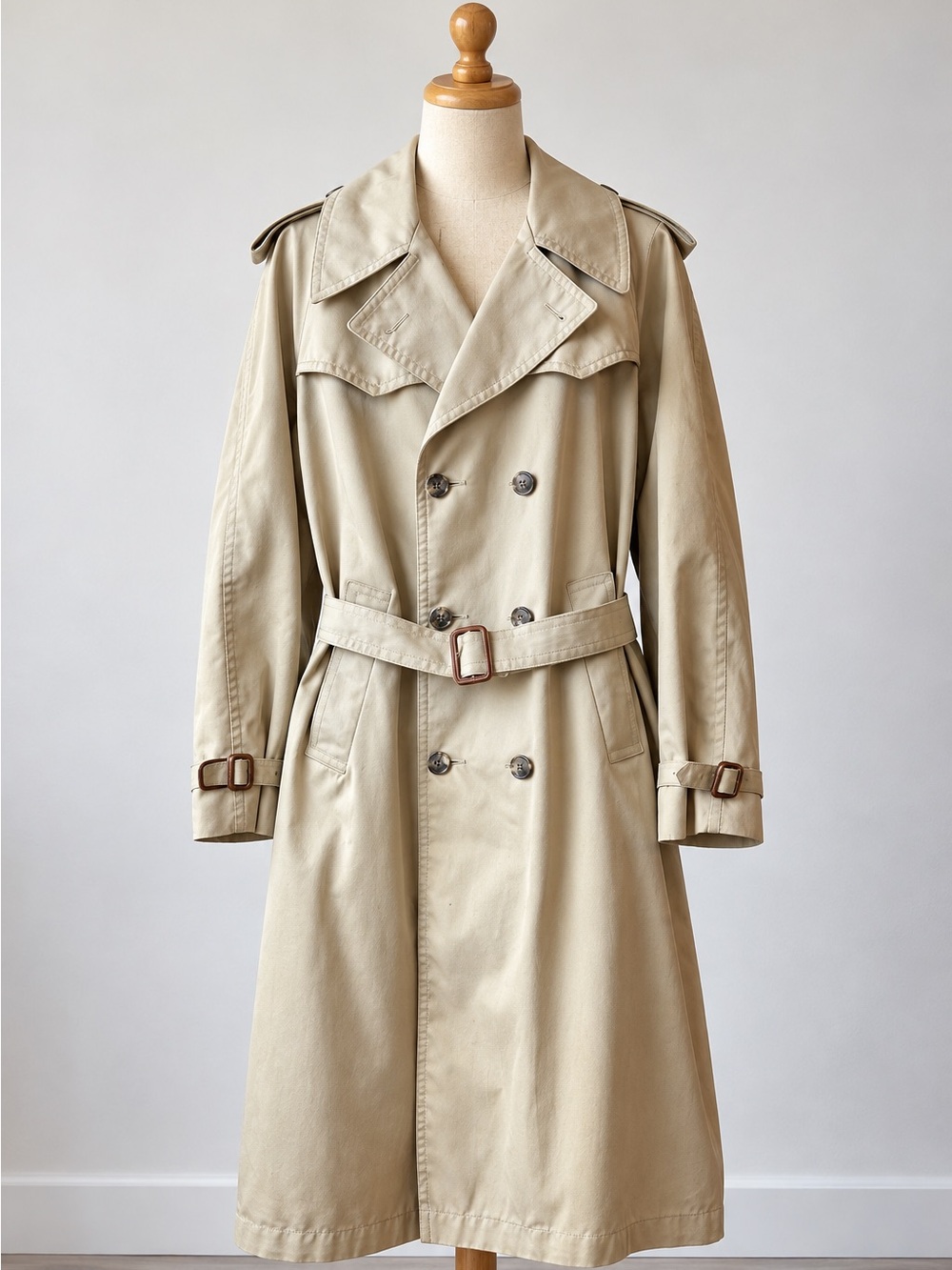 Vintage 70s Croydon Gold Bear Trench Coat LARGE